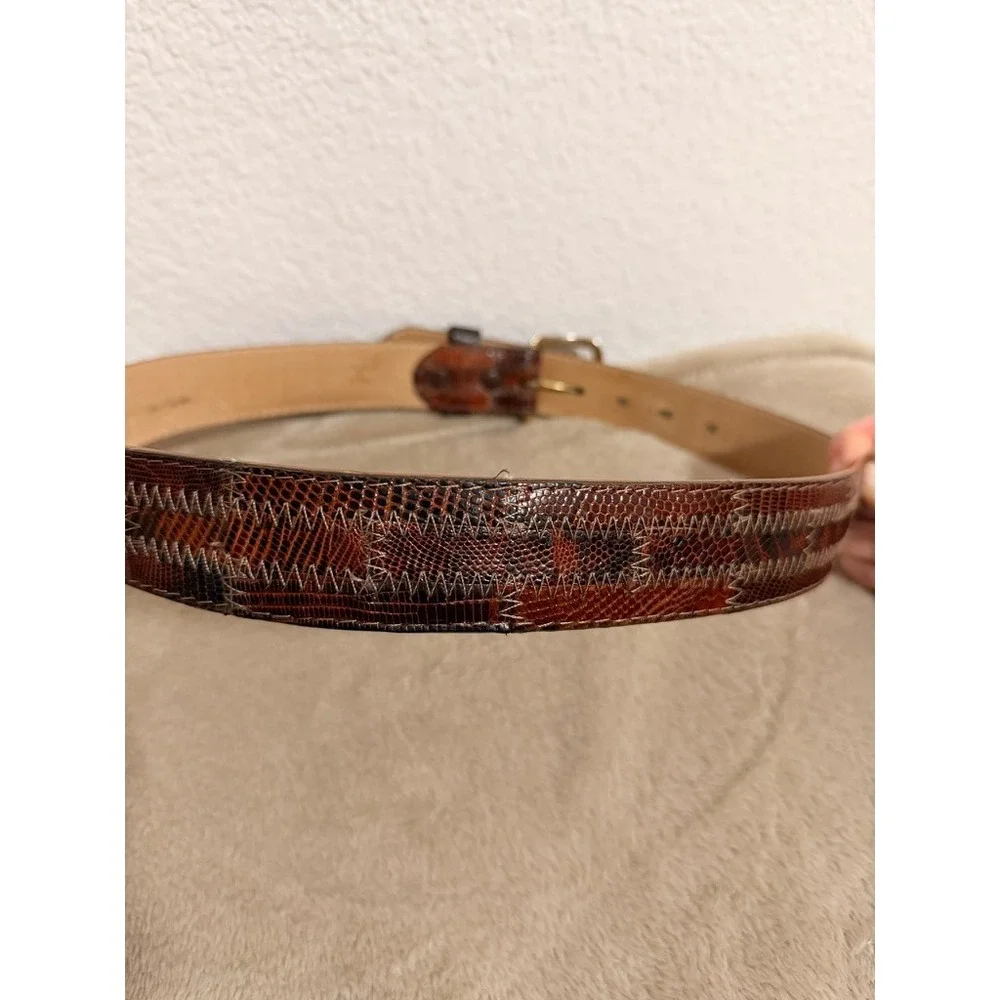 Tony Lama Mens 34 Brown Lizard Patchwork Western Leather Belt 20543 Made in USA